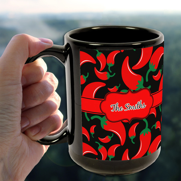 Chili Peppers 15oz. Black Mug - LIFESTYLE