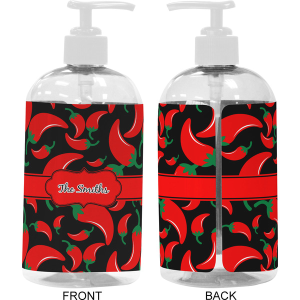 Chili Peppers 16 oz Plastic Liquid Dispenser- Approval- White