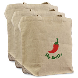 Chili Peppers Reusable Cotton Grocery Bags - Set of 3 (Personalized)