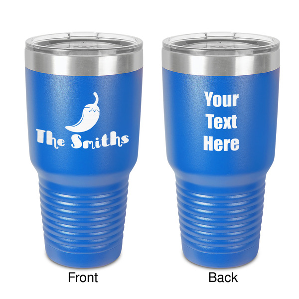 Custom Chili Peppers 30 oz Stainless Steel Tumbler - Royal Blue - Double-Sided (Personalized)