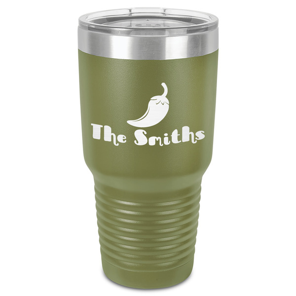 Custom Chili Peppers 30 oz Stainless Steel Tumbler - Olive - Single-Sided (Personalized)