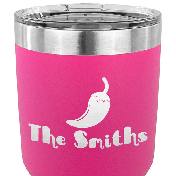Chili Peppers 30 oz Stainless Steel Ringneck Tumbler - Pink - CLOSE UP