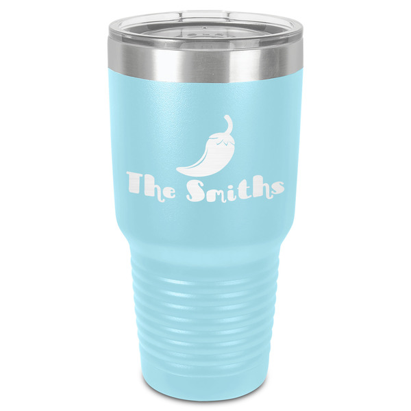 Custom Chili Peppers 30 oz Stainless Steel Tumbler - Teal - Single-Sided (Personalized)
