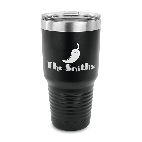 Custom Chili Peppers 30 oz Stainless Steel Tumbler - Black - Single Sided (Personalized)