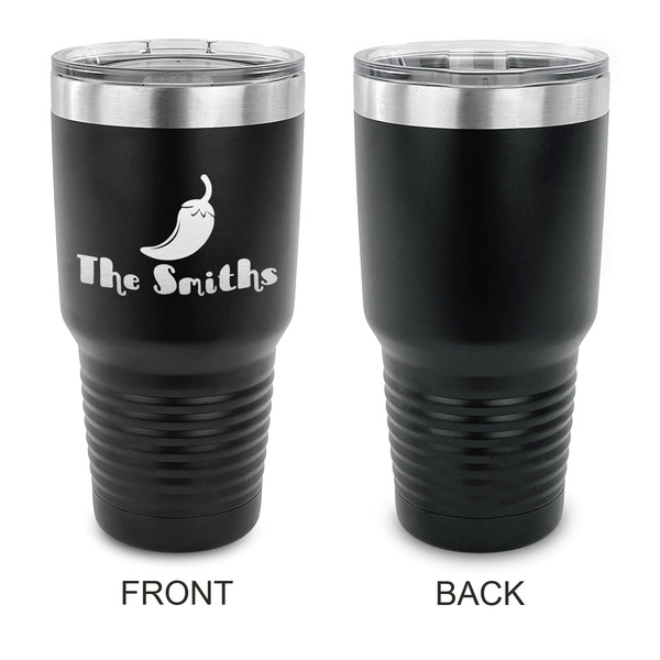 Chili Peppers 30 oz Stainless Steel Ringneck Tumblers - Black - Single Sided - APPROVAL