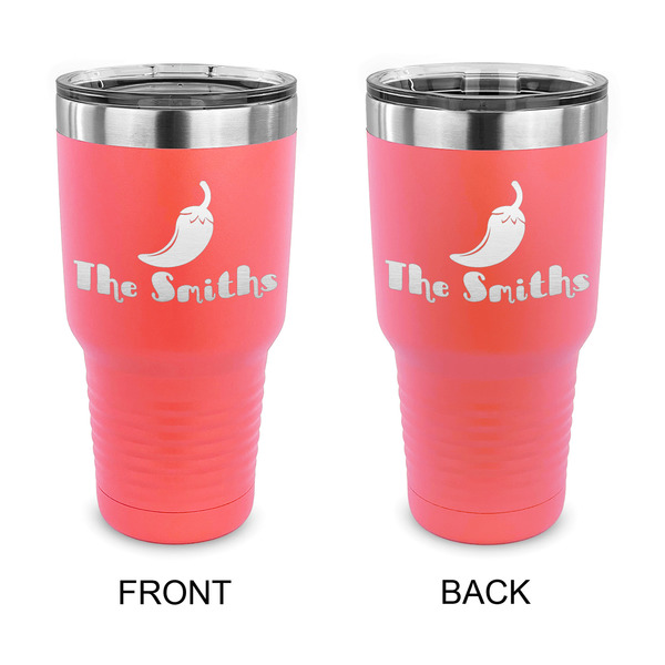 Custom Chili Peppers 30 oz Stainless Steel Tumbler - Coral - Double Sided (Personalized)