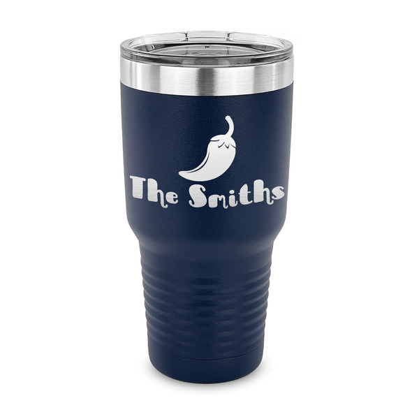 Custom Chili Peppers 30 oz Stainless Steel Tumbler - Navy - Single Sided (Personalized)