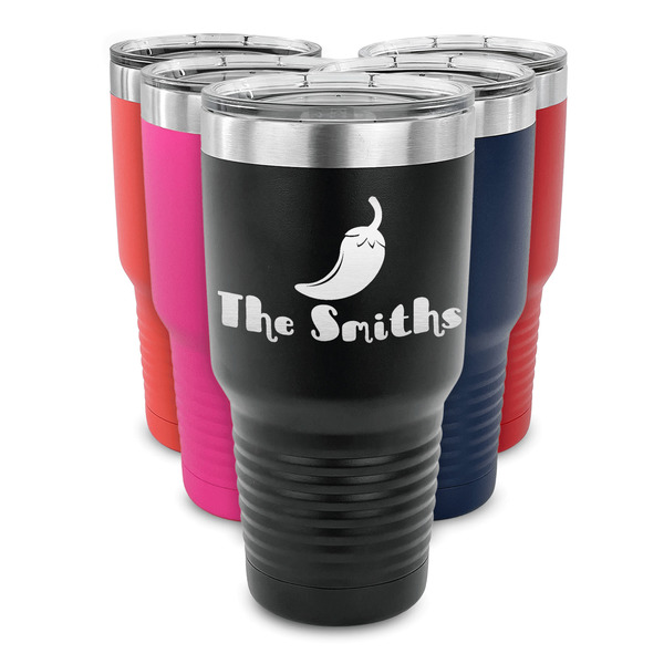 Chili Peppers 30 oz Stainless Steel Ringneck Tumblers - Parent/Main