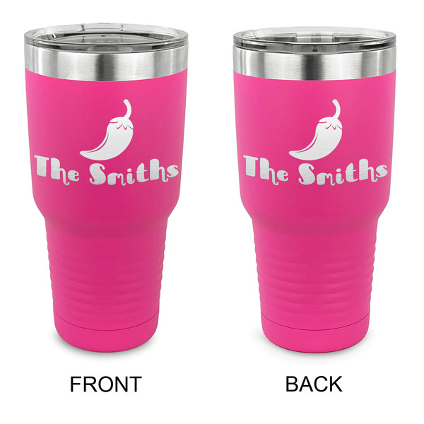 Custom Chili Peppers 30 oz Stainless Steel Tumbler - Pink - Double Sided (Personalized)