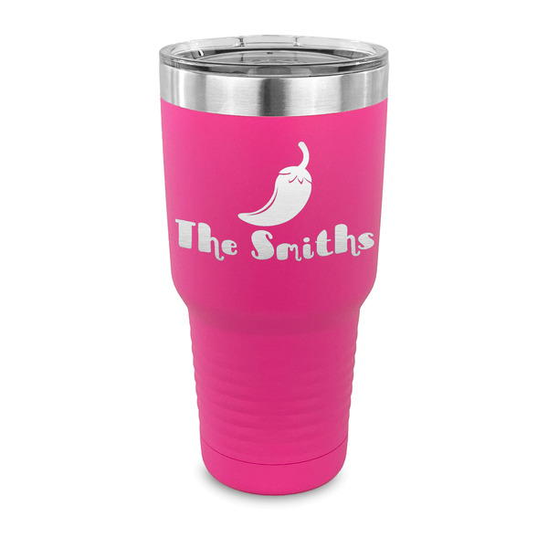 Custom Chili Peppers 30 oz Stainless Steel Tumbler - Pink - Single Sided (Personalized)