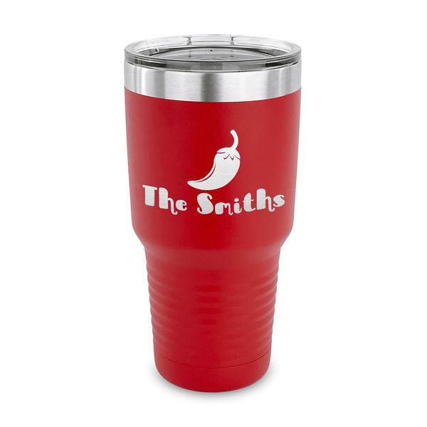 Custom Chili Peppers 30 oz Stainless Steel Tumbler - Red - Single Sided (Personalized)