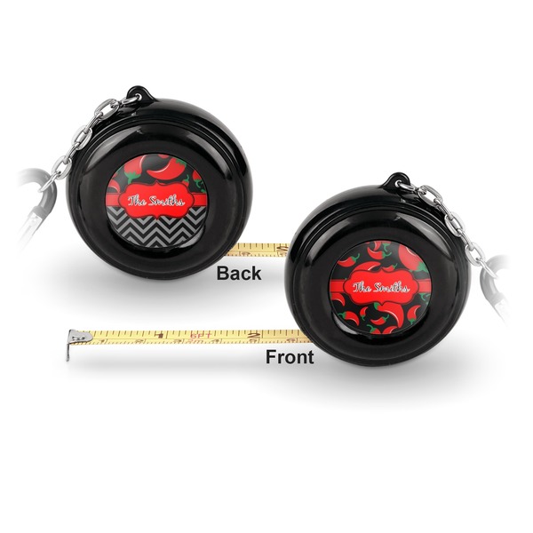 Chili Peppers 6-Ft Pocket Tape Measure with Carabiner Hook - Front and Back
