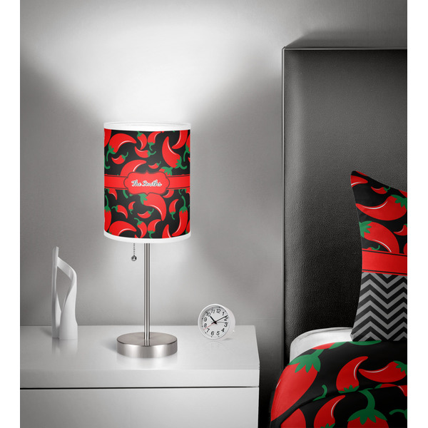 Chili Peppers 7 inch drum lamp shade - in room