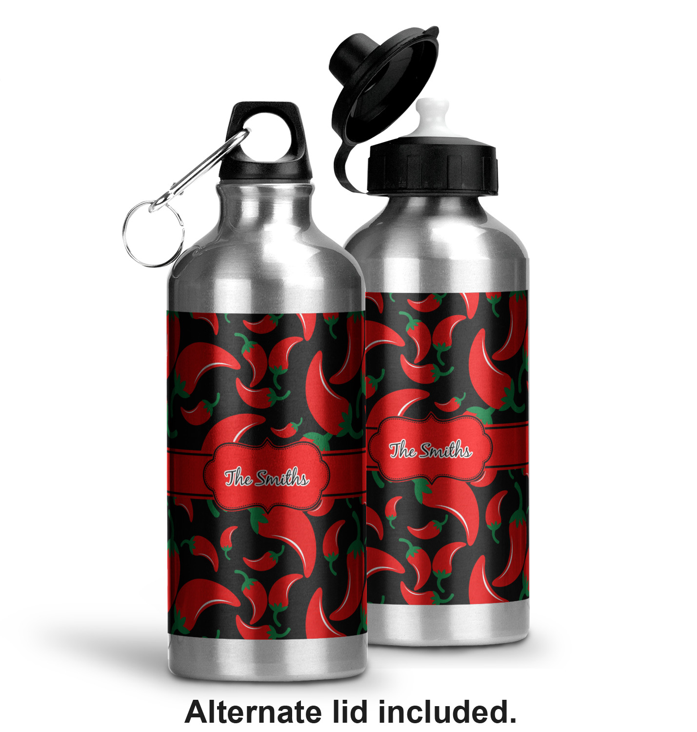 Chili Peppers Water Bottle Aluminum 20 oz (Personalized