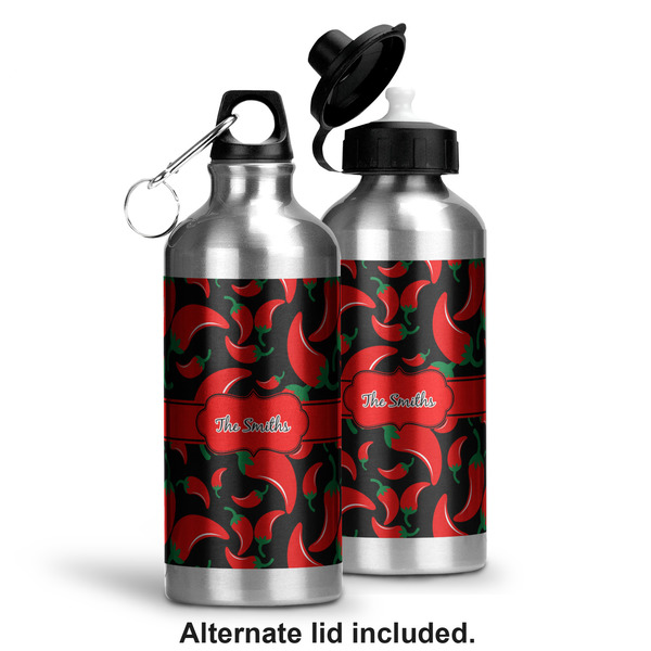 Chili Peppers Aluminum Water Bottle - Alternate lid options