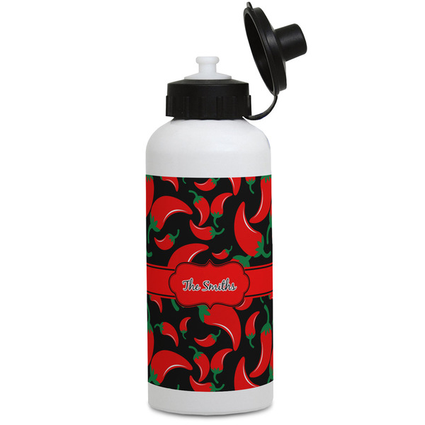 Custom Chili Peppers Water Bottles - Aluminum - 20 oz - White (Personalized)