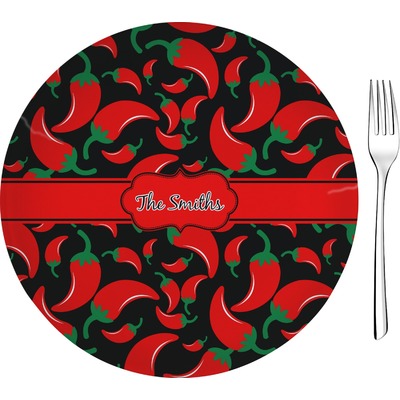 Chili Peppers 8" Glass Appetizer / Dessert Plates - Single or Set (Personalized)