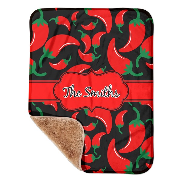 Custom Chili Peppers Sherpa Baby Blanket - 30" x 40" w/ Name or Text