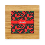 Chili Peppers Bamboo Trivet with Ceramic Tile Insert (Personalized)