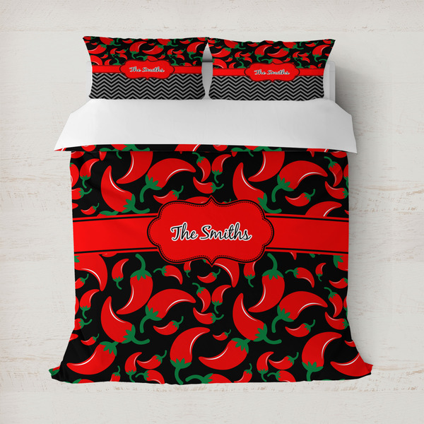 Custom Chili Peppers Duvet Cover Set - Full / Queen (Personalized)