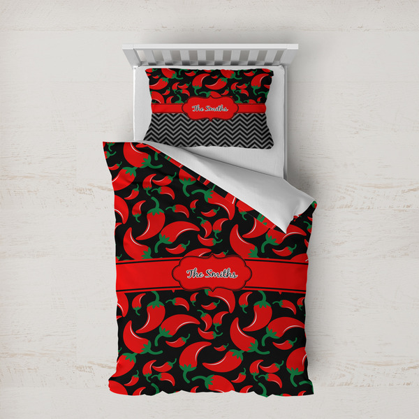 Custom Chili Peppers Duvet Cover Set - Twin XL (Personalized)