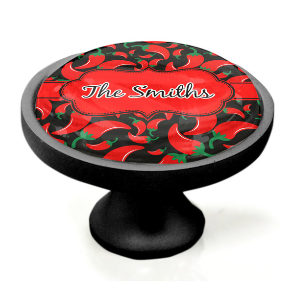 Chili Peppers Black Custom Cabinet Knob (Side)