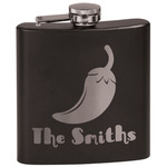 Chili Peppers Black Flask Set (Personalized)