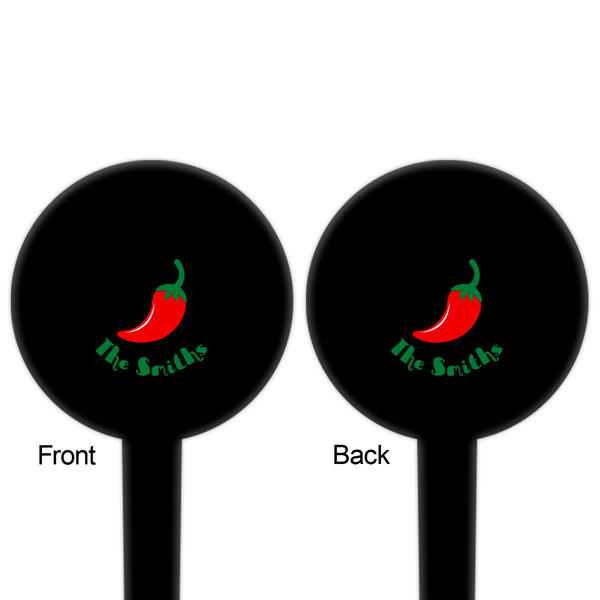 Chili Peppers Black Plastic 4" Food Pick - Round - Double Sided - Front & Back