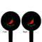 Chili Peppers Black Plastic 4" Food Pick - Round - Double Sided - Front & Back