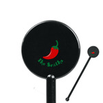 Chili Peppers 5.5" Round Plastic Stir Sticks - Black - Single Sided (Personalized)