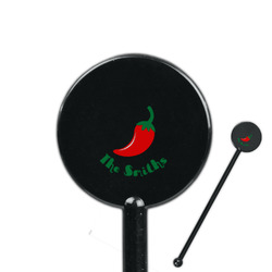 Chili Peppers 5.5" Round Plastic Stir Sticks - Black - Double Sided (Personalized)