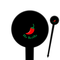 Chili Peppers 6" Round Plastic Food Picks - Black - Single Sided (Personalized)