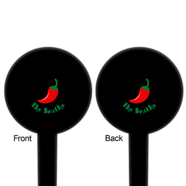 Chili Peppers Black Plastic 6" Food Pick - Round - Double Sided - Front & Back