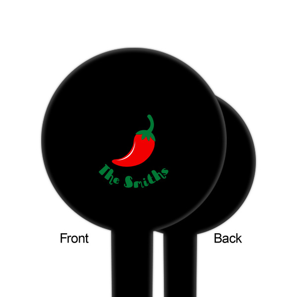 Chili Peppers Black Plastic 6" Food Pick - Round - Single Sided - Front & Back