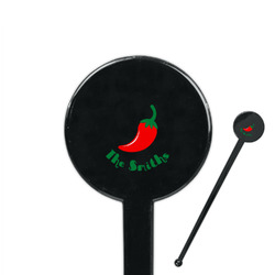 Chili Peppers 7" Round Plastic Stir Sticks - Black - Single Sided (Personalized)