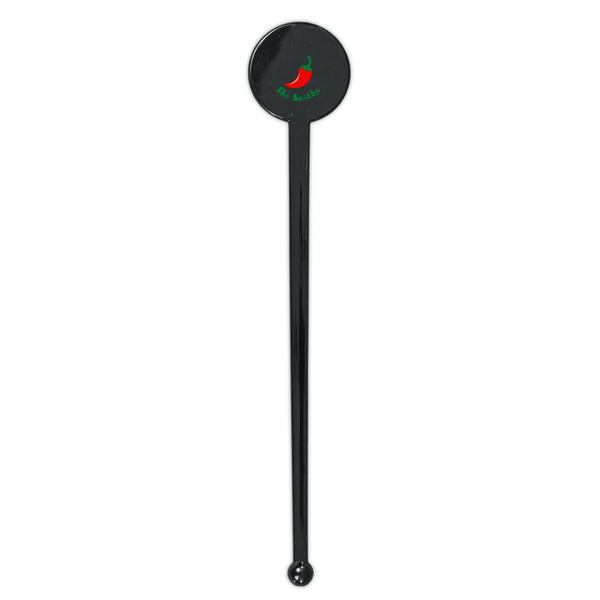 Chili Peppers Black Plastic 7" Stir Stick - Round - Single Stick