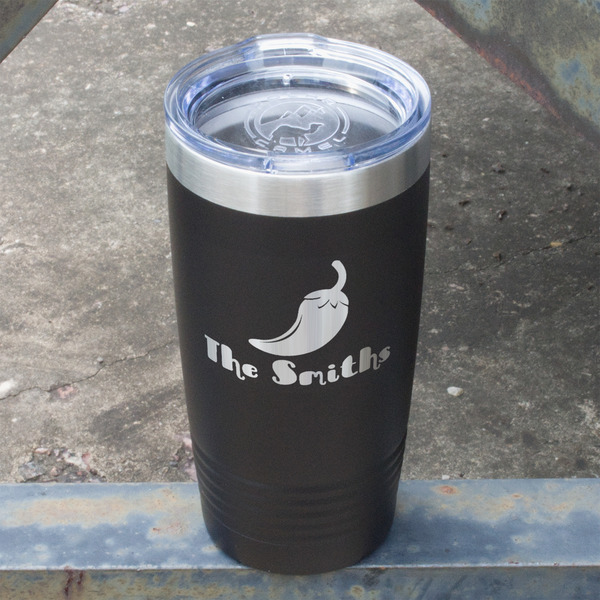 Chili Peppers Black Polar Camel Tumbler - 20oz - Angled