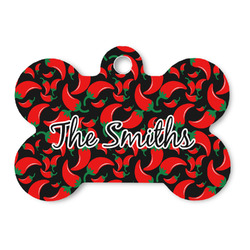 Chili Peppers Bone Shaped Dog ID Tag (Personalized)