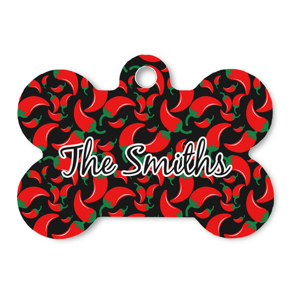 Custom Chili Peppers Bone Shaped Dog ID Tag - Large (Personalized)