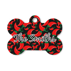 Chili Peppers Bone Shaped Dog ID Tag - Small (Personalized)