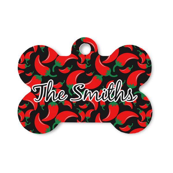 Custom Chili Peppers Bone Shaped Dog ID Tag - Small (Personalized)