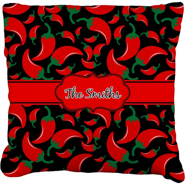 Custom Chili Peppers Faux-Linen Throw Pillow 16" (Personalized)