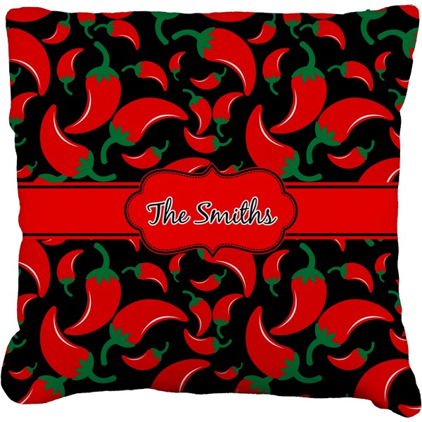 Custom Chili Peppers Faux-Linen Throw Pillow 18" (Personalized)