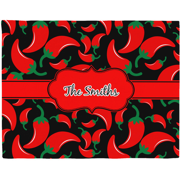 Custom Chili Peppers Woven Fabric Placemat - Twill w/ Name or Text