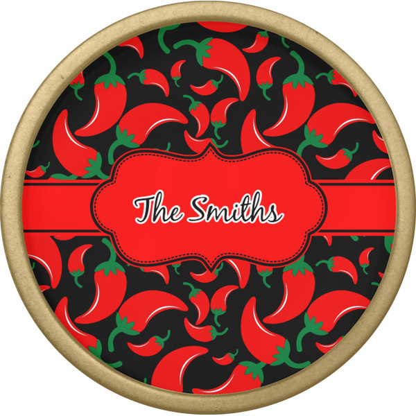 Chili Peppers Cabinet Knob - Gold - Front