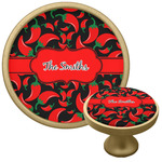 Chili Peppers Cabinet Knob - Gold (Personalized)