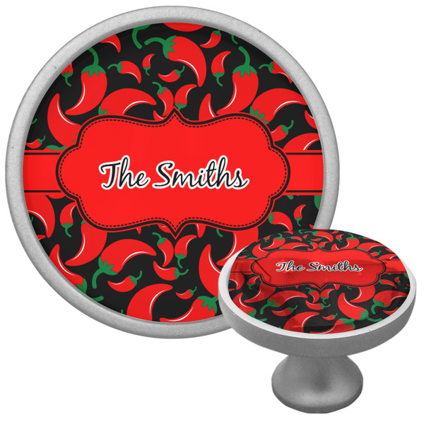 Custom Chili Peppers Cabinet Knob (Silver) (Personalized)