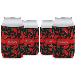 Chili Peppers Can Cooler (12 oz) - Set of 4 w/ Name or Text