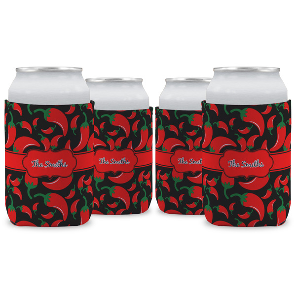 Custom Chili Peppers Can Cooler (12 oz) - Set of 4 w/ Name or Text