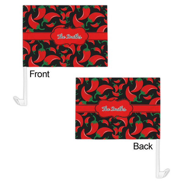 Chili Peppers Car Flag - 11" x 8" - Front & Back View
